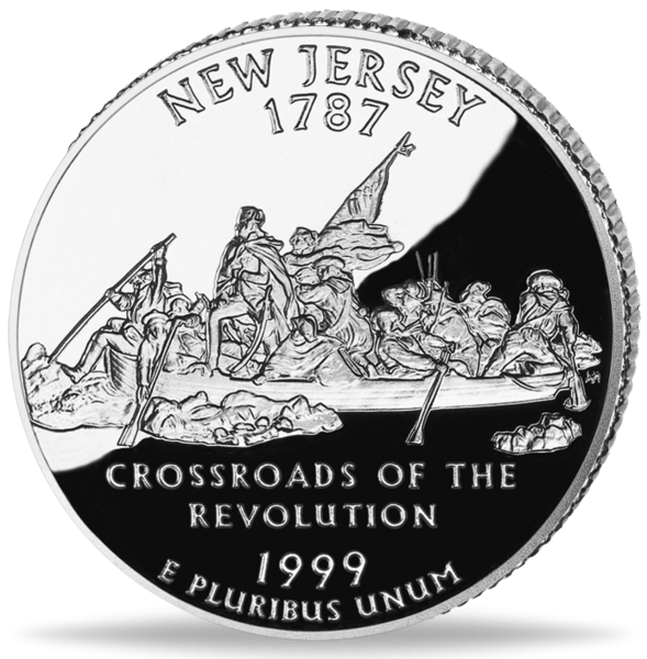 USA, 1/4 $ Mew Jersey, State Quarter-Serie, 1999, bfr - Münze Vorderseite