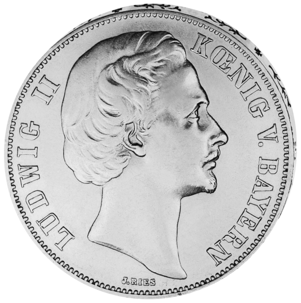 Königreich Bayern, Siegestaler 1871 (Thun 107), König Ludwig II. - Vorderseite