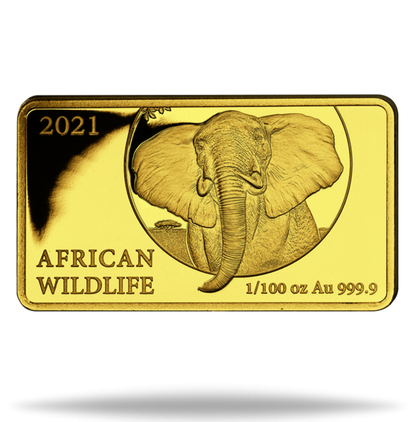 1/100 Unze Gold Elephant Minibarren Vorderseite