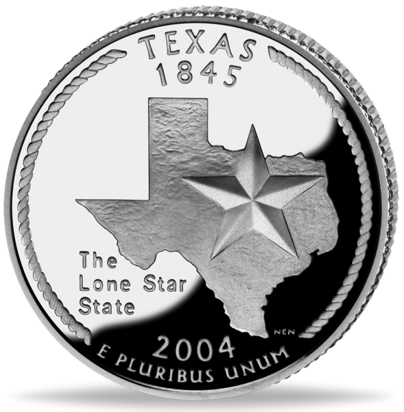 USA, 1/4 $ Texas, State Quarter-Serie, 2004, bfr - Münze Vorderseite
