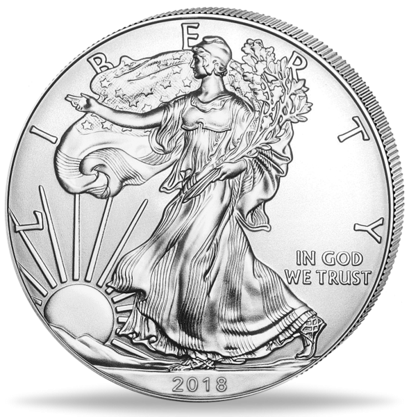 USA, 1 US-Dollar 2018, American Eagle - 1 Unze Silber - Münze Vorderseite