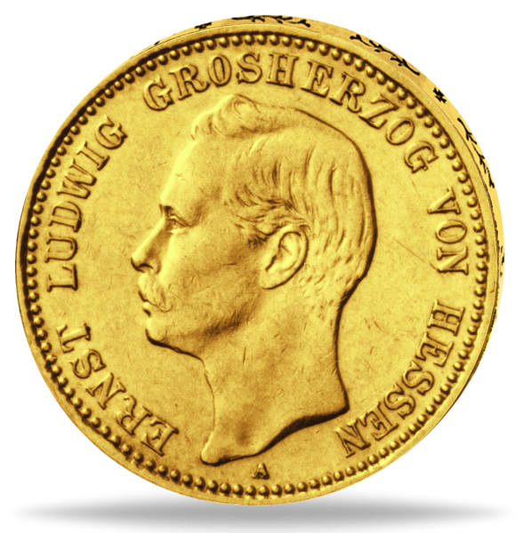 10 Mark 1896-1898, Großherzog Ernst Ludwig J.224 - Gold - Münze Vorderseite