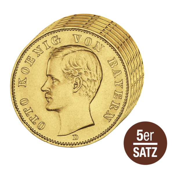5, 10 und 20 Mark Bayern Satz - Satzbild historische Goldmünzen