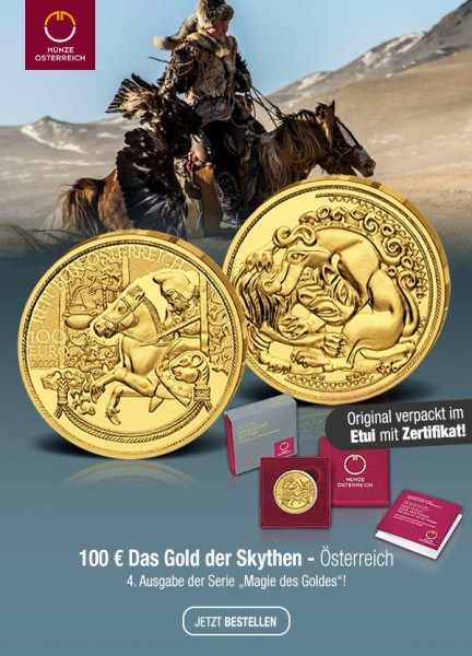 Neuestes Münz-Kunstwerk aus Österreich: 100 Euro „Das Gold der Skythen“