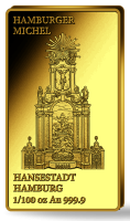1_100 Unze Gold - Hamburg - Vorderseite Barren 1_100 Unze Gold - Hamburg - Vorderseite Barren
