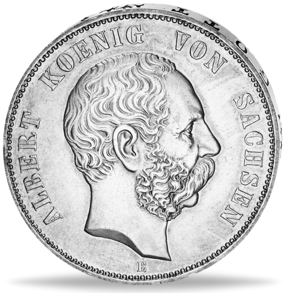Sachsen 5 Mark „König Albert“ 1875- Silber - Münze Vorderseite