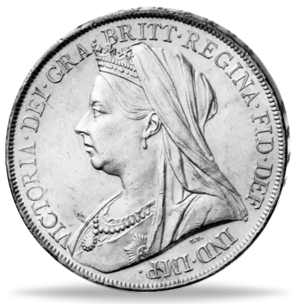 Großbritannien 1 Crown 1893-1900 Victoria Witwenschleier Münze Vorderseite