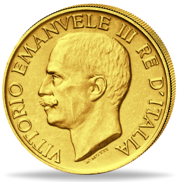 100 Lire Victor Emanuel III 1923 - Vorderseite Münze