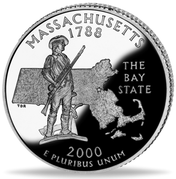 USA, 1/4 $ Massachussets, State Quarter-Serie, 2000, bfr - Münze Vorderseite