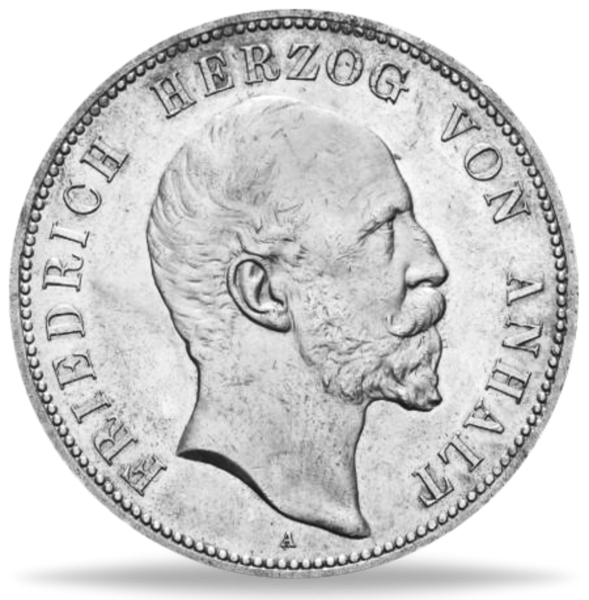 Anhalt, 5 Mark „Herzog Friedrich I.“ 1896  - Silber - Münze Vorderseite