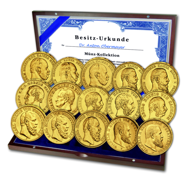 Komplettsatz 15 Münzen Kaiserreich Gold Tei _02 - Kassette