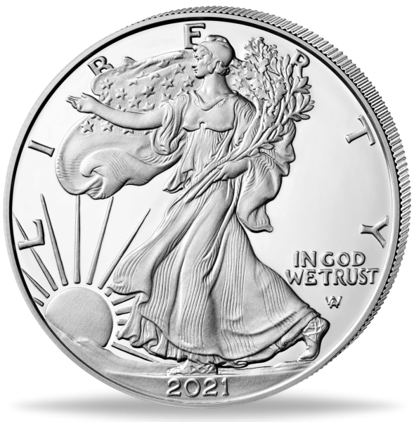 1 US-Dollar Eagle 1 Unze Silber - neues Motiv - Münze Vorderseite