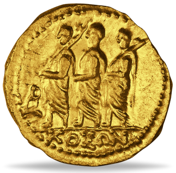 Goldstater Marcus Brutus - Monogramm - Münze Vorderseite