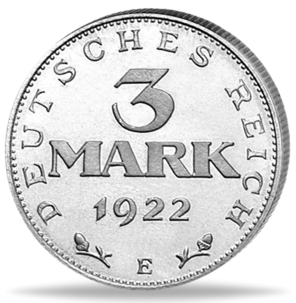 3 Mark „Reichsadler - E“ 1922 - Aluminium - Münze Vorderseite