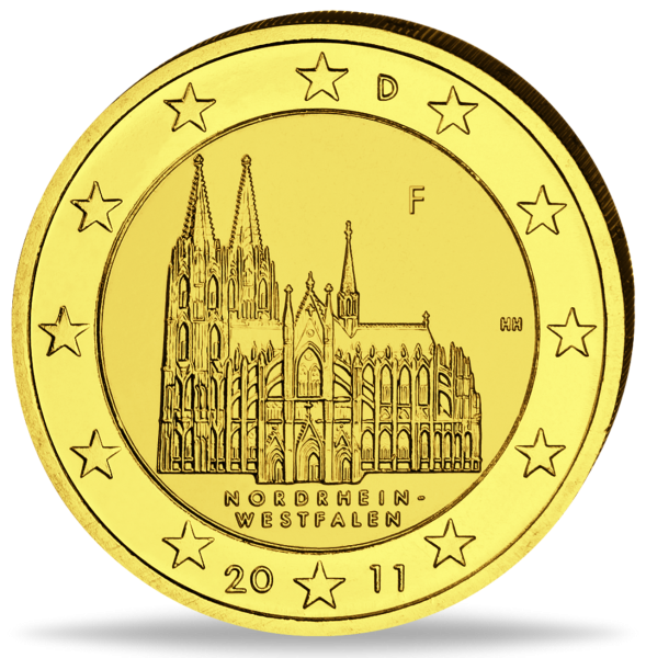 2 Euro Kölner Dom, 2011, bfr. mit Echtgold veredelt - Münze Vorderseite