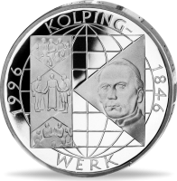 10 Deutsche Mark Kolpingwerk - Vorderseite BRD Silbermünze 10 Deutsche Mark Kolpingwerk - Vorderseite BRD Silbermünze