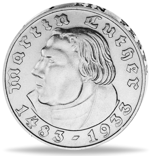 3. Reich, 2 RM 1933 Martin Luther, Mzz. G (J.352) - Silber - Münze Vorderseite