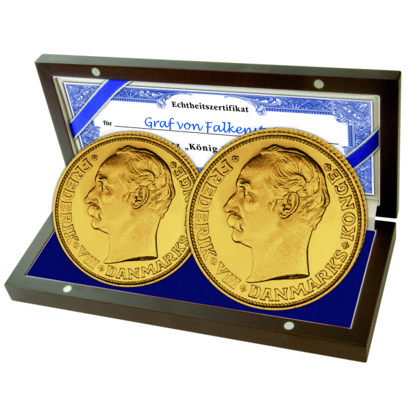 10 + 20 Dänische Kronen König Frederik VIII. - Satzbild in Kassette