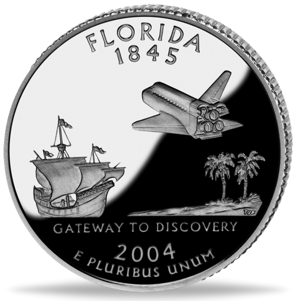 USA, 1/4 $ Florida, State Quarter-Serie, 2004, bfr - Münze Vorderseite
