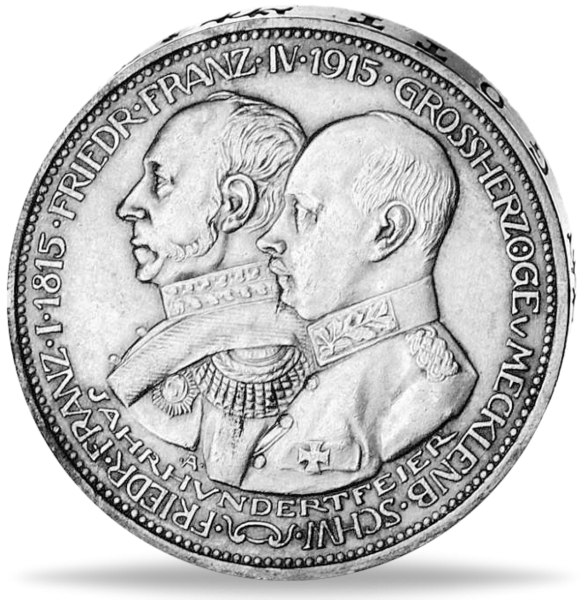 Großherzogtum MecklenburgSchwerin, 3 Mark 1915 Jahrhundertfeier (J.88