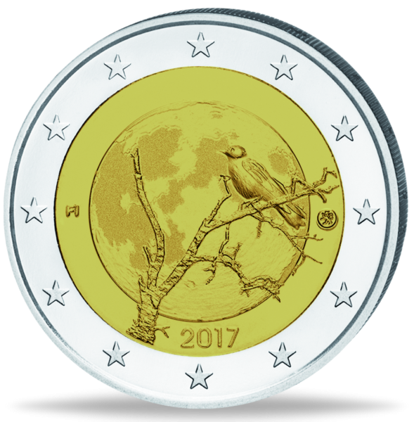 2 Euro Finnische Natur - Blau-Weiß - Münze Vorderseite