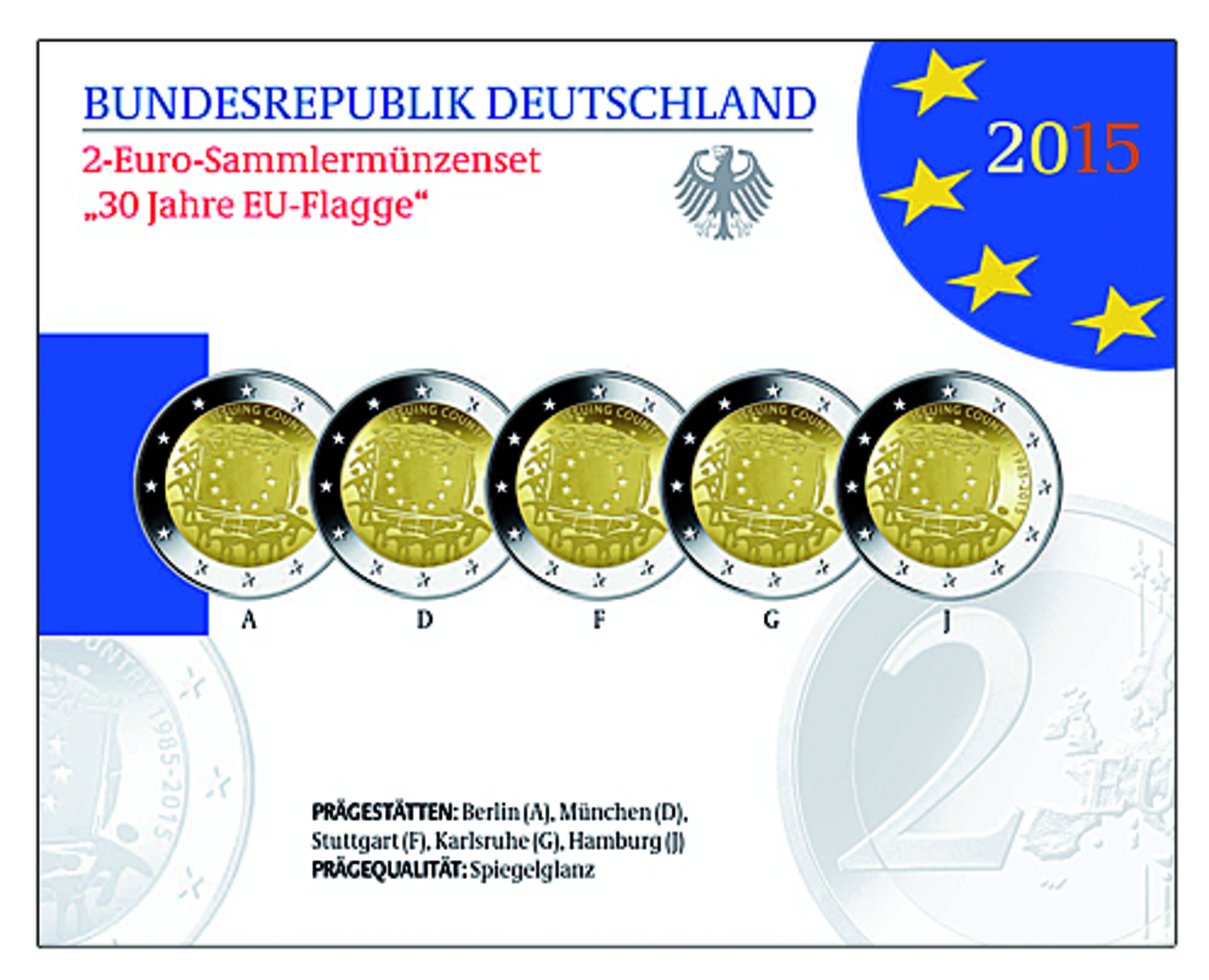 2 Euro Münze 2015 30 Jahre Europaflagge Wert 30 Jahre Europaflagge: 2 Euro Serie vereint Europa | Münzen-Versandhaus