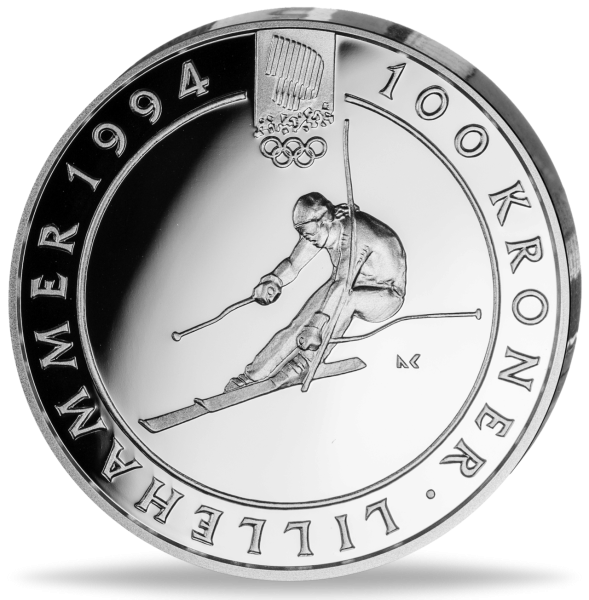 100 Norwegische Kronen Olympia Abfahrt - Vorderseite Münze