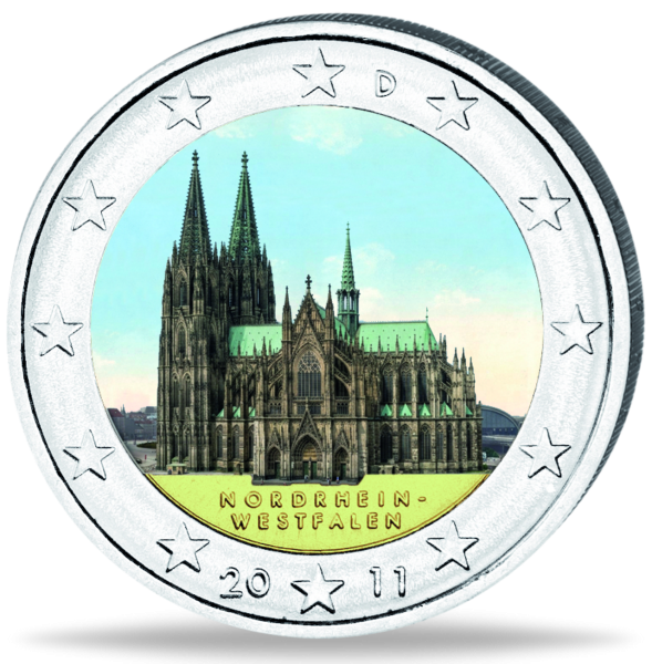 Deutschland, 2 Euro Kölner Dom, 2011, bfr., Farbapplikation - Münze Vorderseite