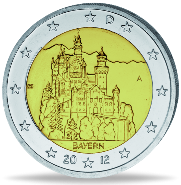2 Euro „Schloss Neuschwanstein“ Bayern - Münze Vorderseite