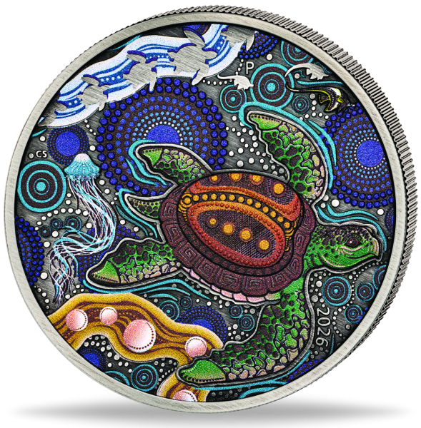 2 Dollar Turtle Yaunati 2 Unzen Silber 2026 - Münze Vorderseite