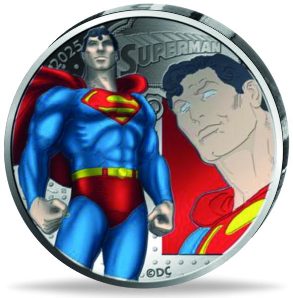 50 Euro Superman Vintage, 2025, Silber, st, Farbappli. - Münze Vorderseite
