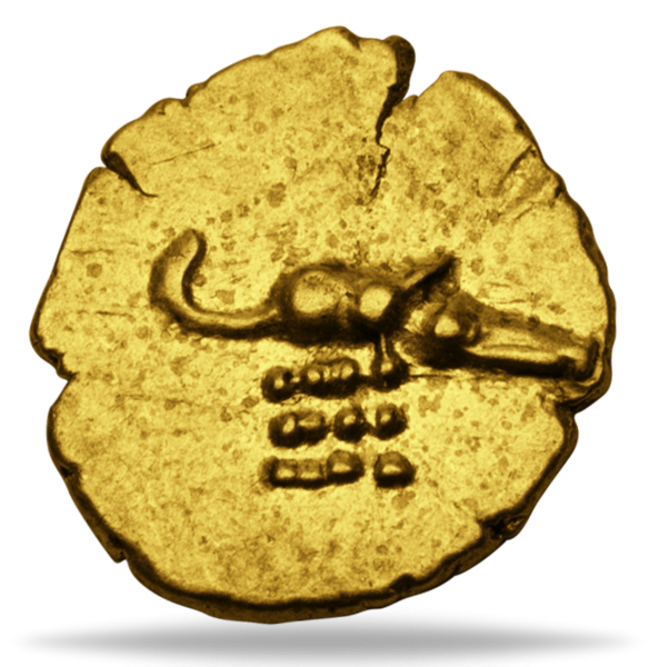 Altindischer Gold-Fanam - Münze Vorderseite