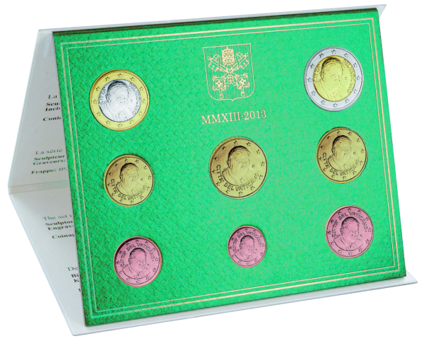 3,88 Euro-Kursmünzensatz 2013 Papst Benedikt XVI. - Sammelmappe