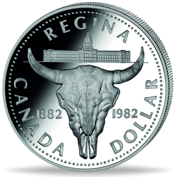 Kanada, 1 Kanadischer Dollar 1982 Regina/Bison - Silber - Münze Vorderseite