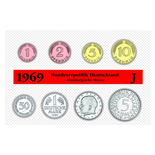Offizieller BRD-Kursmünzensatz „1969 - PP - J“