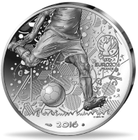 10 Euro UEFA Fußball-EM - Torschuss - Münze Vorderseite 10 Euro UEFA Fußball-EM - Torschuss - Münze Vorderseite