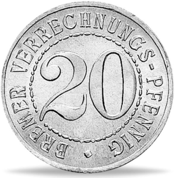 Bremen 20 Verrechnungspfennig., Aluminium - Münze Vorderseite