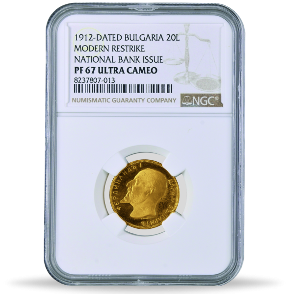 20 Lewa 1912, Ferdinand I., NGC PF-67 Ultra Cameo, PP - Münze Slab Vorderseite