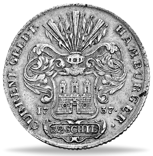 Hamburg, 32 Schilling 1731-1737 IHL, 2/3 Taler - Münze Vorderseite