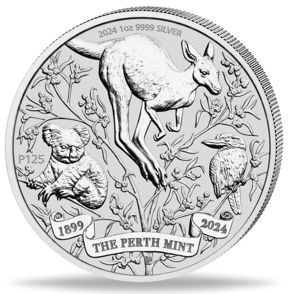 Australien 1 Dollar 125 Jahre Perth Mint 1 Unze Silber 2024 - Münze Vorderseite