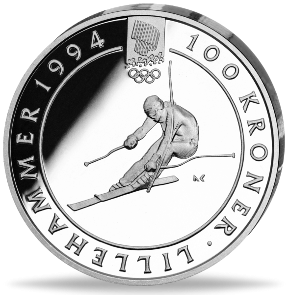 100 Norwegische Kronen Slalomlauf - Vorderseite Münze