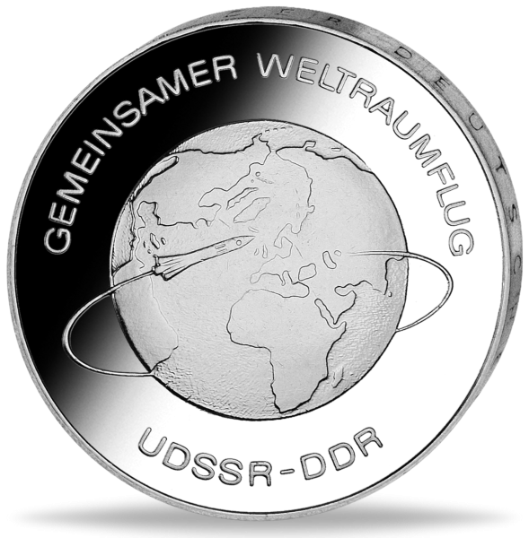 10 Mark der DDR Gemeinsamer Weltraumflug Silberprobe - Münze Vorderseite
