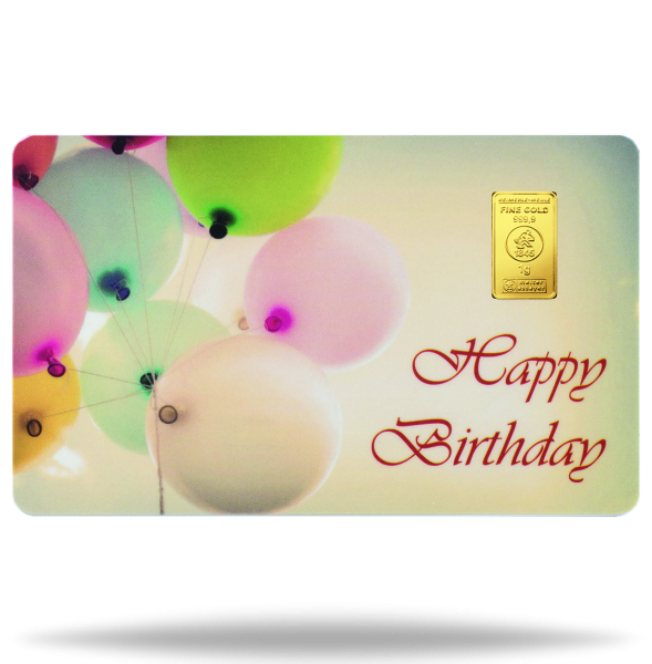 Finecard Happy Birthday Gold - Geschenkbarren Vorderseite