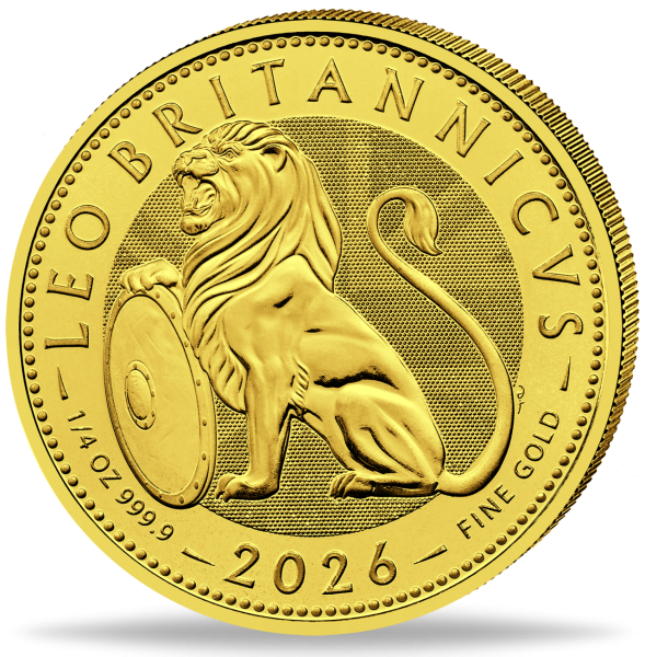 Großbritannien 25 Pfund British Lion 2026 1/4 Unze Gold - Münze Vorderseite