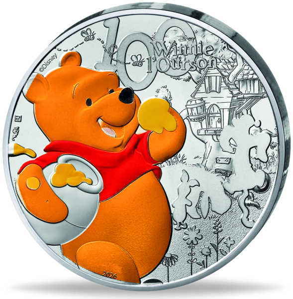 10 Euro Winnie Puuh, 2026, Silber, st, Farbappli. - Münze Vorderseite
