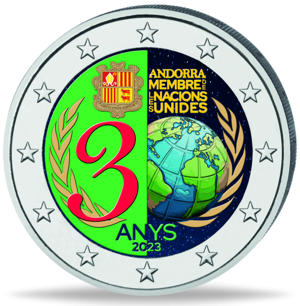 2 Euro 30 Jahre UN-Beitritt mit Farbapplikation - Münze Vorderseite