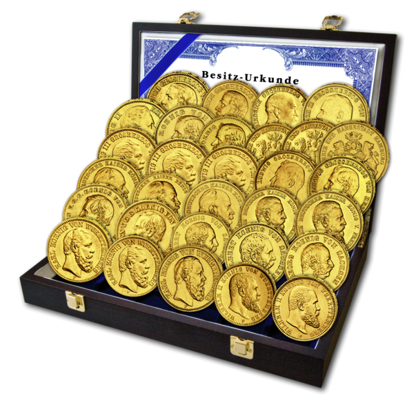 Komplettsatz 30 Münzen  Kaiserreich Gold - Kassette