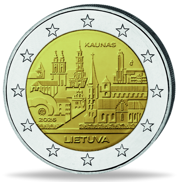 Litauen, 2 Euro Die Stadt Kaunas, 2026, bfr. - Münze Vorderseite