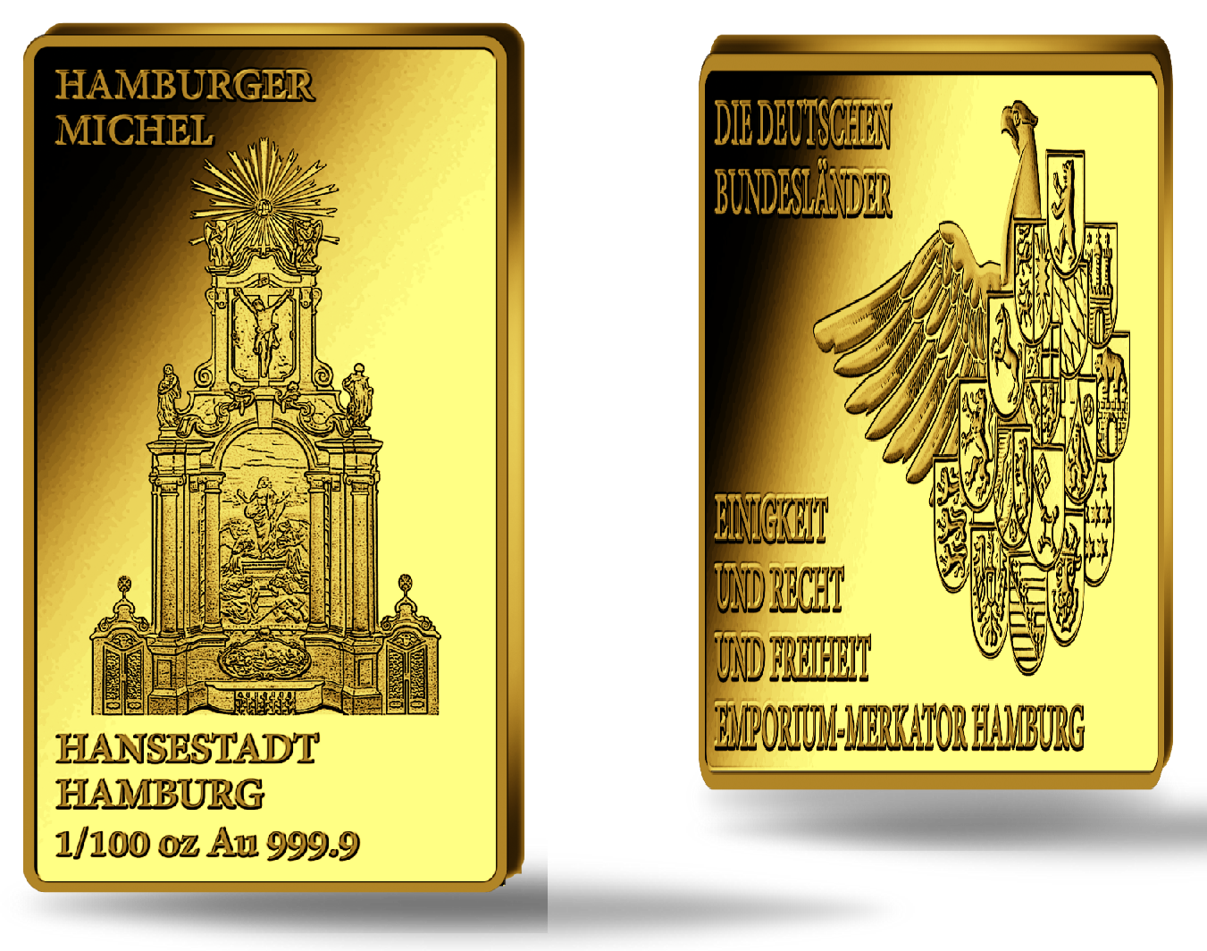 1/100 Unze Hamburg Hamburger Michel, Goldbarren MünzenVersandhaus EmporiumMerkator 1/100 Unze Hamburg Hamburger Michel, Goldbarren MünzenVersandhaus EmporiumMerkator