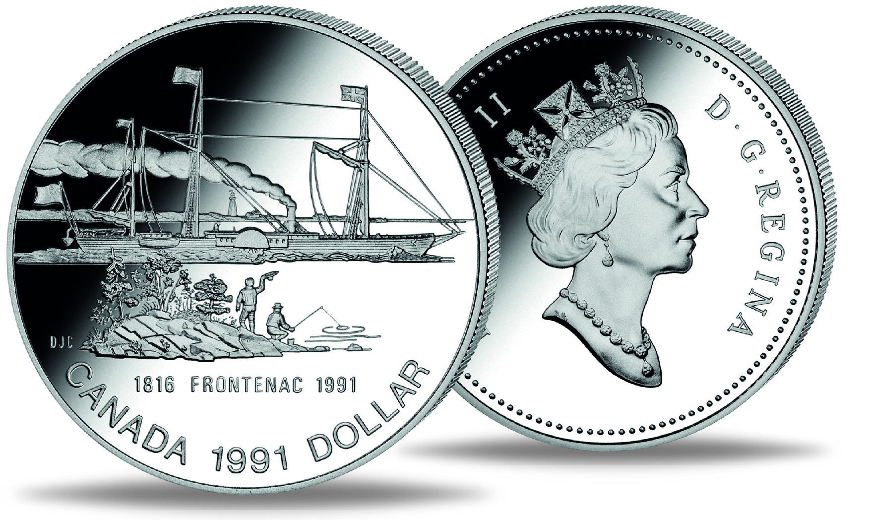 Kanada, 1 Kanadischer Dollar 1991, Dampfschiff S.S. Frontenac Silber